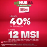 Renueva tu Espacio Office Depot: Hasta 40% de descuento + 12 msi en Muebles y Pantallas