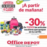 Promoción Office Depot Regreso a Clases: 30% de descuento en artículos escolares que quepan en tu carrito