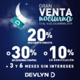 Venta Nocturna Devlyn: 20% de descuento + 30% en segunda compra + 10 en bonificación + msi