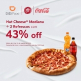 Promoción de la semana DiDi Food: 43% de descuento en Hut Cheese mediana + 2 refrescos