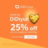 Cupón DiDi Food de 25% de descuento en desayunos en restaurantes participantes