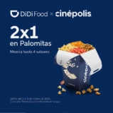 2×1 en palomitas Cinépolis de hasta 4 sabores al pedir por Didi Food