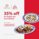 Promoción de la semana Didi Food: 35% de descuento en enchiladas en Sanborns + cupón envío gratis