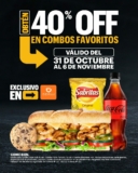 Promoción de la semana DiDi Food: 40% de descuento en combos participantes en Subway