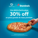 Promoción de la semana DiDi Food: 30% de descuento en pizza grande en Dominos Pizza