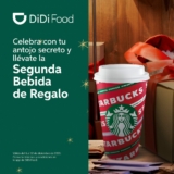 Promoción de la semana Didi Food: Compra una bebida en Starbucks y llévate la segunda de regalo