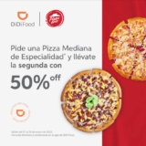 Promoción de la Semana Didi Food: Segunda pizza a mitad de precio en Pizza