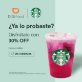 Cupón Didi Food de 30% de descuento en Starbucks
