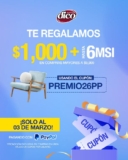 Cupón Muebles Dico de $1,000 de regalo + hasta 6 msi