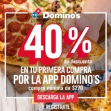 Dominos Pizza: 40% de descuento en tu primer pedido por la app