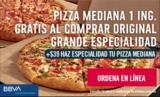 Promo Dominos Pizza: mediana Gratis en la compra de 1 pizza grande de especialidad