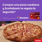 Promoción Dominos Scotiabank: 2×1 en pizzas medianas (2 por por $129)