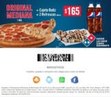 Nuevo cupón Domino’s Pizza de pizza mediana + cajeta Baitz + 2 refrescos por $165