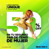 Promoción Dpstreet Mes de la Mujer: Segundo par de tenis a mitad de precio