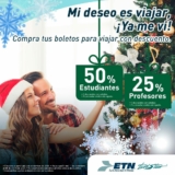 Autobuses ETN Descuentos Vacaciones de Navidad 2020: hasta 50% para estudiantes y maestros