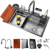 Fregadero de cocina de acero inoxidable con accesorios baja a su menor precio