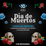 Promoción El Diez Día de Muertos: Cerveza gratis si vas con la cara pintada o disfrazado hoy