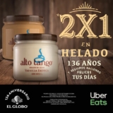Promoción Uber Eats El Globo: 2×1 en helados, café americano y cheesecake el 23 y 25 de septiembre