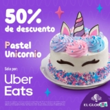 Nuevo Pastel Unicornio a mitad de precio en El Globo al pedir por Uber Eats