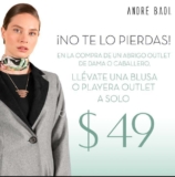 En André Badí compra un abrigo outlet y llévate una blusa o playera a sólo $49
