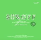 En Cloe 50% de descuento en segunda pieza en bolsos, billeteras, cosmetiqueras y calzado