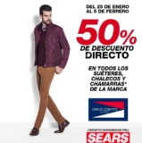 En Sears 50% de descuento directo en suéteres, chalecos y chamarras Carlo Corinto
