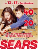 En Sears hasta 40% de descuento + 20% adicional en niños y bebés