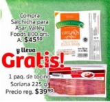 En Soriana Hiper tocino Gratis en la compra de un paquete de salchichas
