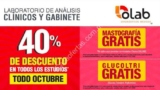 En laboratorios Olab 40% de descuento en todos los estudios y mastografía de regalo durante octubre