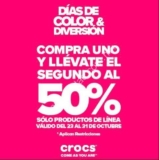 En tiendas Crocs segundo a mitad de precio en productos de línea del 23 al 31 de octubre