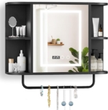 Espejo gabinete para baño con luz LED, hora y control táctil baja a un precio muy bueno