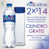 Promoción Farmapronto epura: Llévate cilindro de regalo en la compra de 2 promociones de 2 aguas epura por $14