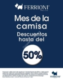 Promoción Ferrioni Agosto Mes de la Camisa: Hasta 50% de descuento en camisas seleccionadas