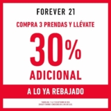 En Forever 21 llévate un 30% de descuento adicional en la compra de 3 prendas o más