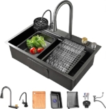 Fregadero de cocina con grifo extraíble y cascada baja a su menor precio