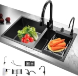 Fregadero doble para cocina con mezcladora y accesorios baja a un tremendo precio + cupón de $100 adicional