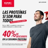 En GNC 40% de descuento en la segunda proteína durante julio