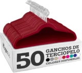 Paquete de 50 ganchos de terciopelo para colgar ropa bajan a un gran precio
