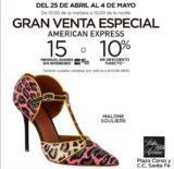 Gran Venta Especial American Express Saks México: 15 meses sin intereses ó 10% de descuento directo