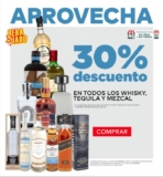 Promo HEB de 30% de descuento en whiskys, tequilas y mezcales