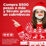 En HEB llévate un cubrebocas navideño de regalo en compras a partir de $500 en tienda online