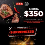 Cupón HEB $350 de descuento comprando $1000 en cortes HEB Supreme