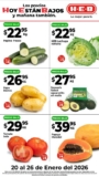 Ofertas HEB Precios bajos en frutas y verduras del 20 al 26 de enero 2026