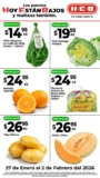 Ofertas HEB Precios bajos en frutas y verduras del 27 de enero al 2 de febrero 2026