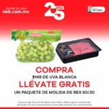 Promo HEB de carne molida Gratis en la compra de $149 en uvas