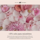 En H&M 15% de descuento adicional en toda la tienda en línea para miembros del programa de lealtad