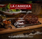 Happy Hour restaurante argentino La Cabrera: 40% off de lunes a jueves de 18:30 a 20:00 horas