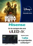 Promo Hisense Disney+ 1 año de servicio Gratis en la compra de pantallas seleccionadas