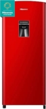 Refrigerador Hisense de 6.3 pies cúbicos con dispensador de agua en color rojo baja a su menor precio + 18 meses sin intereses