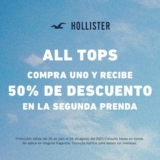 En Hollister segundo a mitad de precio en prendas superiores tops